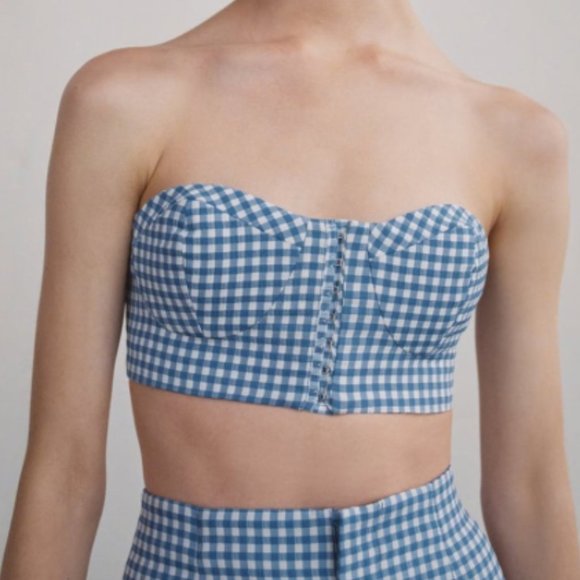 Zara Tops - Zara I Gingham Checker Crop Top Large
